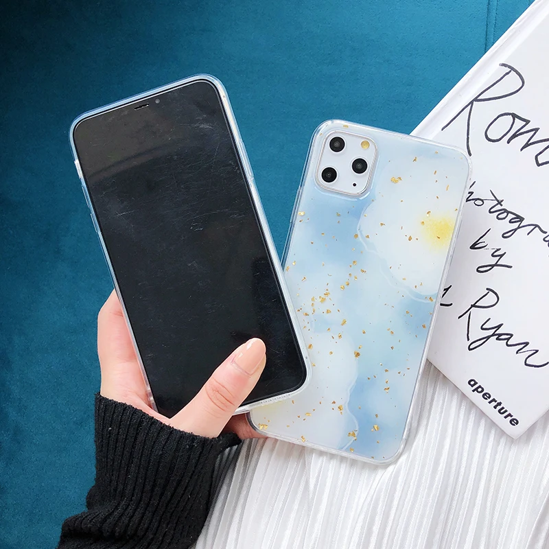 Bling Цветы с блестками мягкие чехлы для huawei P20 P30Lite Mate20 30 Pro Золотая фольга Крышка для смартфона Honor 8X9X9 10 20 Nova 3 3i 4 5