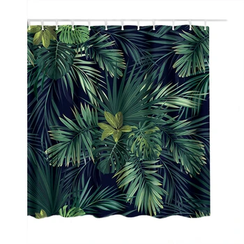 

Green Tropical Plants Shower Curtain Bathroom Waterproof Polyester Shower Curtain Leaves Printing Curtains for bathroom 180x180