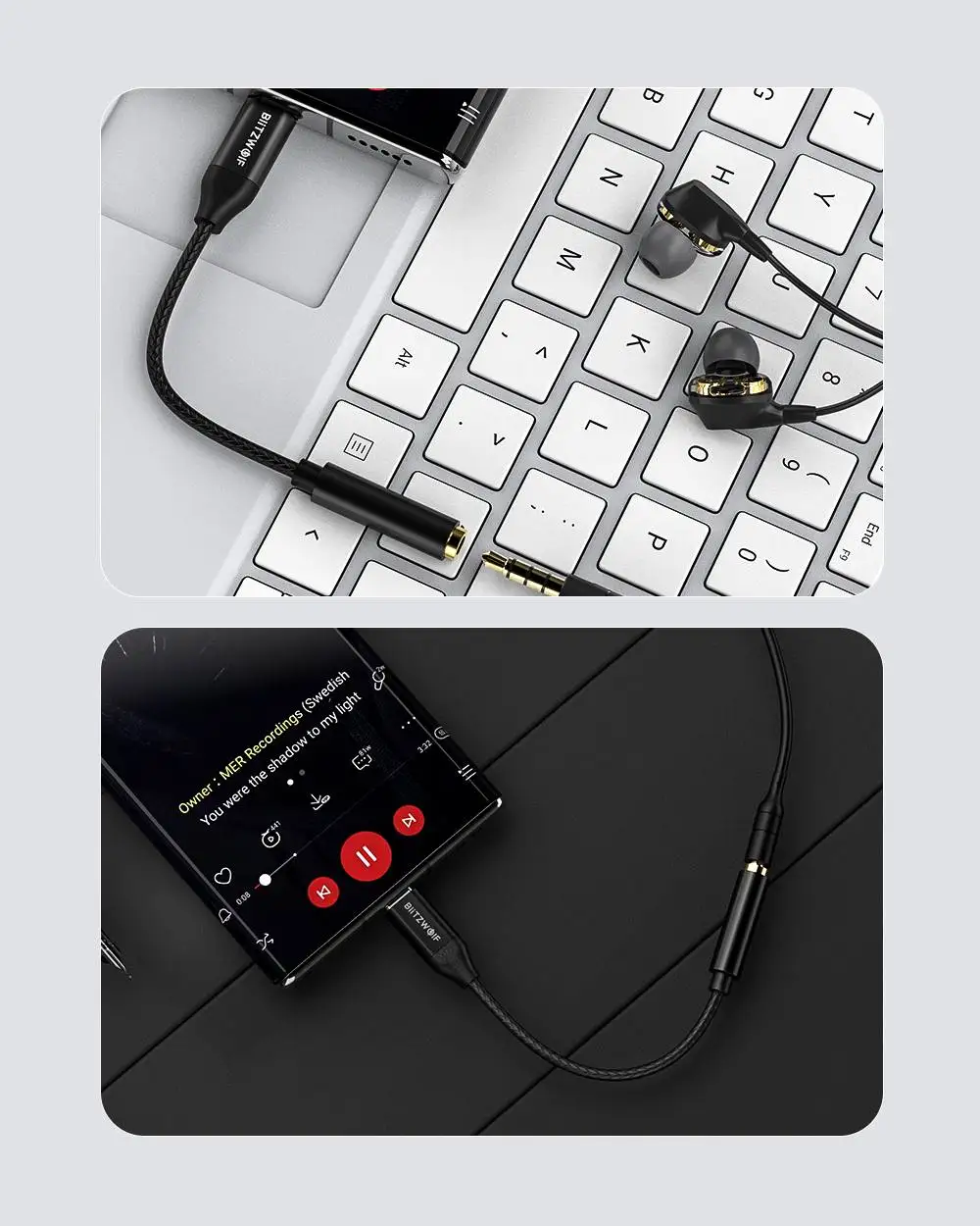 BlitzWolf BW-AA2 USB-C to 3.5mm Audio Headphone Jack Adapter description image 3