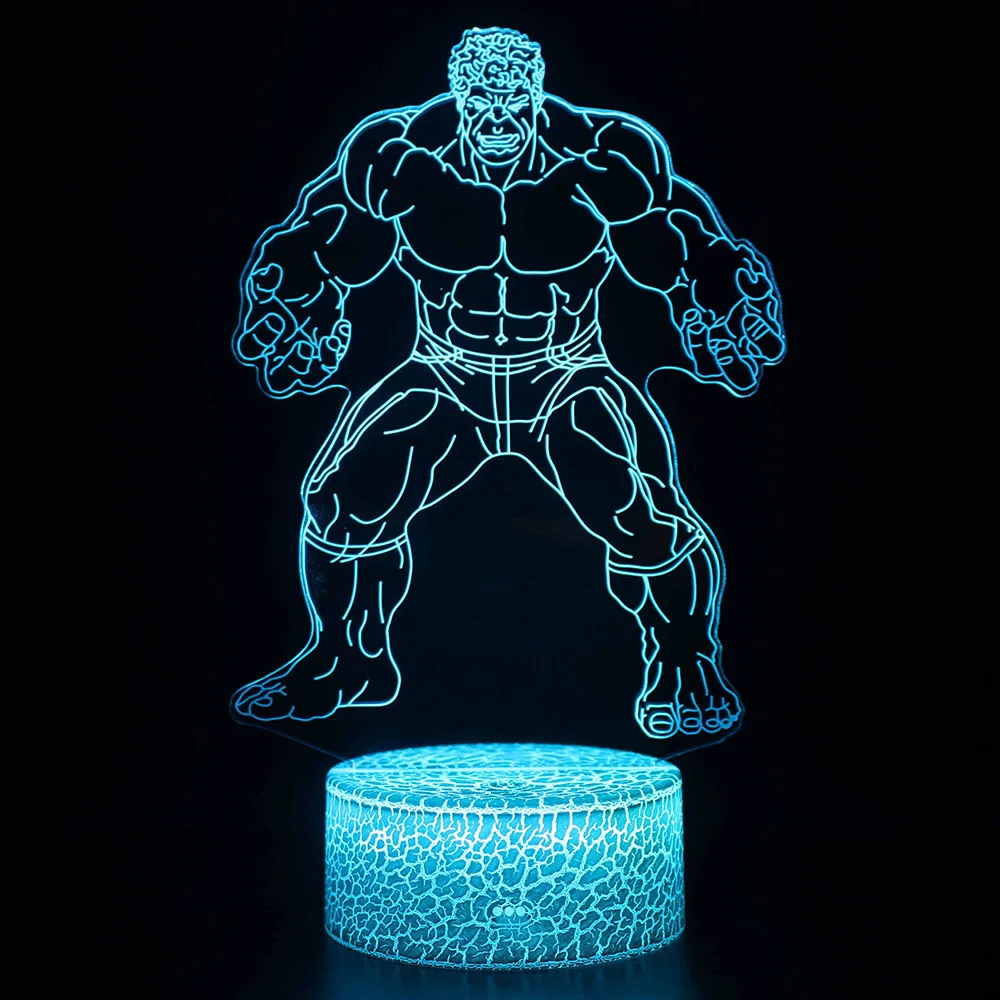Мстители, Халк, фигурка, 3D иллюзия, Ночной светильник, лампы, Marvel, супергерои, украшение, Халк, модель, Figuine, детская лампа для спальни