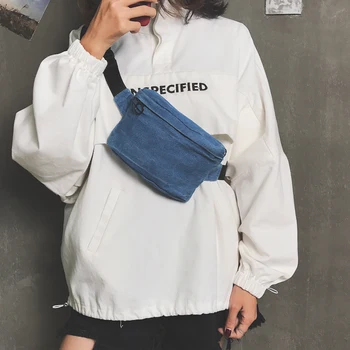 

HISUELY Denim Waist Pack Bags for Women Belt Waist Chest Bag Crossbody Handbags Casual Shoulder Messenger Fanny Purse Phone Bag
