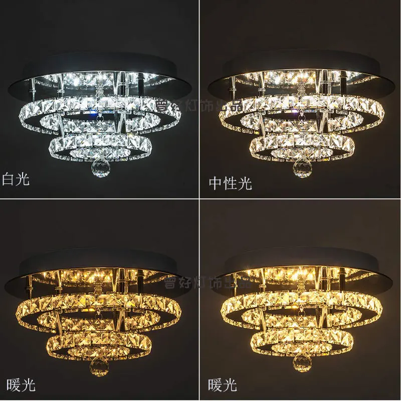 Lâmpada do Teto de Cristal Redonda para o Quarto Espelho Lâmpada Moderna Sala Estar Cabeceira Iluminação Interior Led 10 Lâmpada do teto de cristal espelho lâmpada
