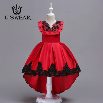 

New Arrival Elegant Flower Girl Dresses V-neck Crystal Beaded Ruffles Lace Pageant Dress Sleeveless Flower Dresses