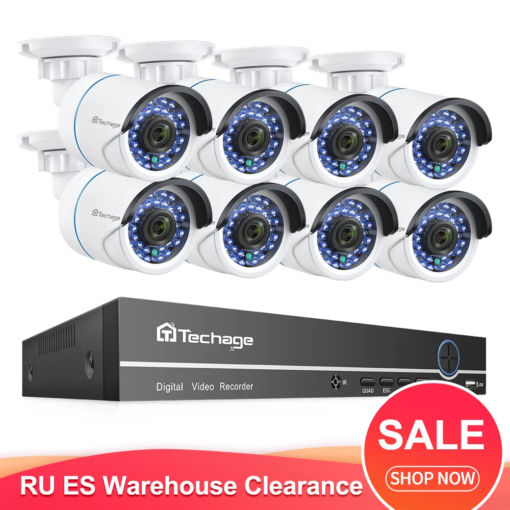 

Techage H.265 8CH 1080P POE NVR System 8PCS IP Camera 2MP Audio Sound Record CCTV Video Surveillance Kit Home Security Set