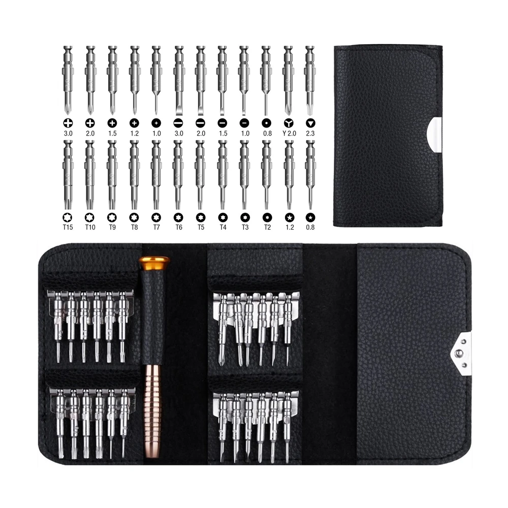 

Leather Case 25 In 1 Torx Screwdriver Set Mobile Phone Repair Tool Kit Multitool Hand Tools For Iphone Watch Tablet PC 2019 New