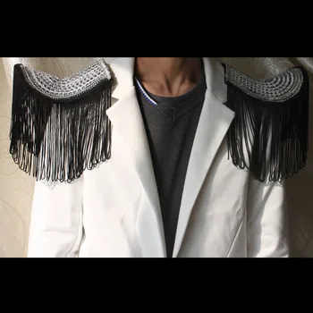 

Hot performance costume Brooch Spike Tassel Epaulet Shoulder Board Mark Unisex Punk decoration