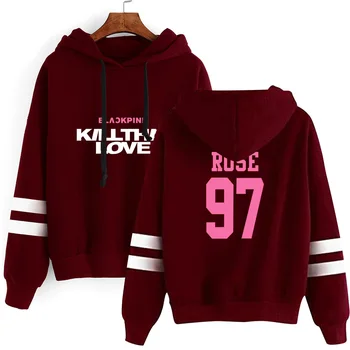 

BLACKPINK hoodies Sweatshirt Long Sleeve Two bar Hoodies Sweatshirt Print Stripe Unisex Fashion Couple Decorative