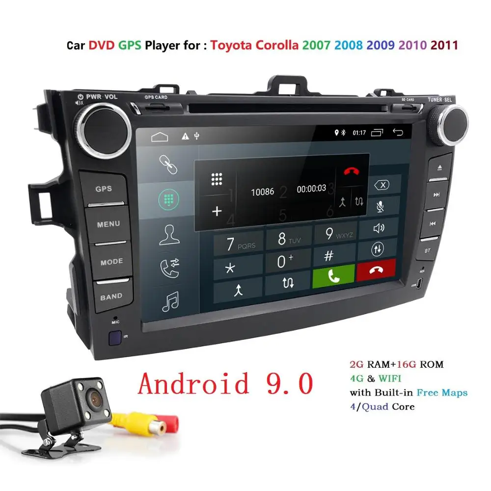 Sale For Toyota Corolla 2007-2011 Car DVD GPS Player 8" 2Din Android 9.0 Bluetooth WIFI OBD2 AutoRadio 2GB+16GB Stereo Headunit+Cam 2 Sale For Toyota Corolla 2007-2011 Car DVD GPS Player 8" 2Din Android 9.0 Bluetooth WIFI OBD2 AutoRadio 2GB+16GB Stereo Headunit+Cam 2