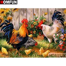HOMFUN 5D DIY Алмазная Вышивка Полный Дисплей "животное курица семья" Алмазный рисунок/Круглый Стразы Декор Искусство A27210
