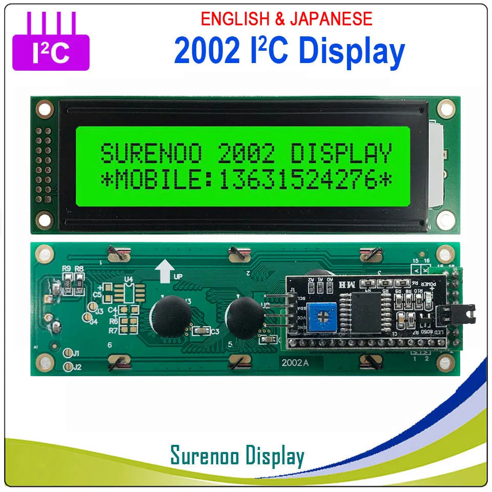 2002 202 20*2 английский и японский серийный IIC igc TWI персонаж ЖК-модуль дисплей желтый зеленый синий с подсветкой для Arduino - Цвет: I2C Solder on Board