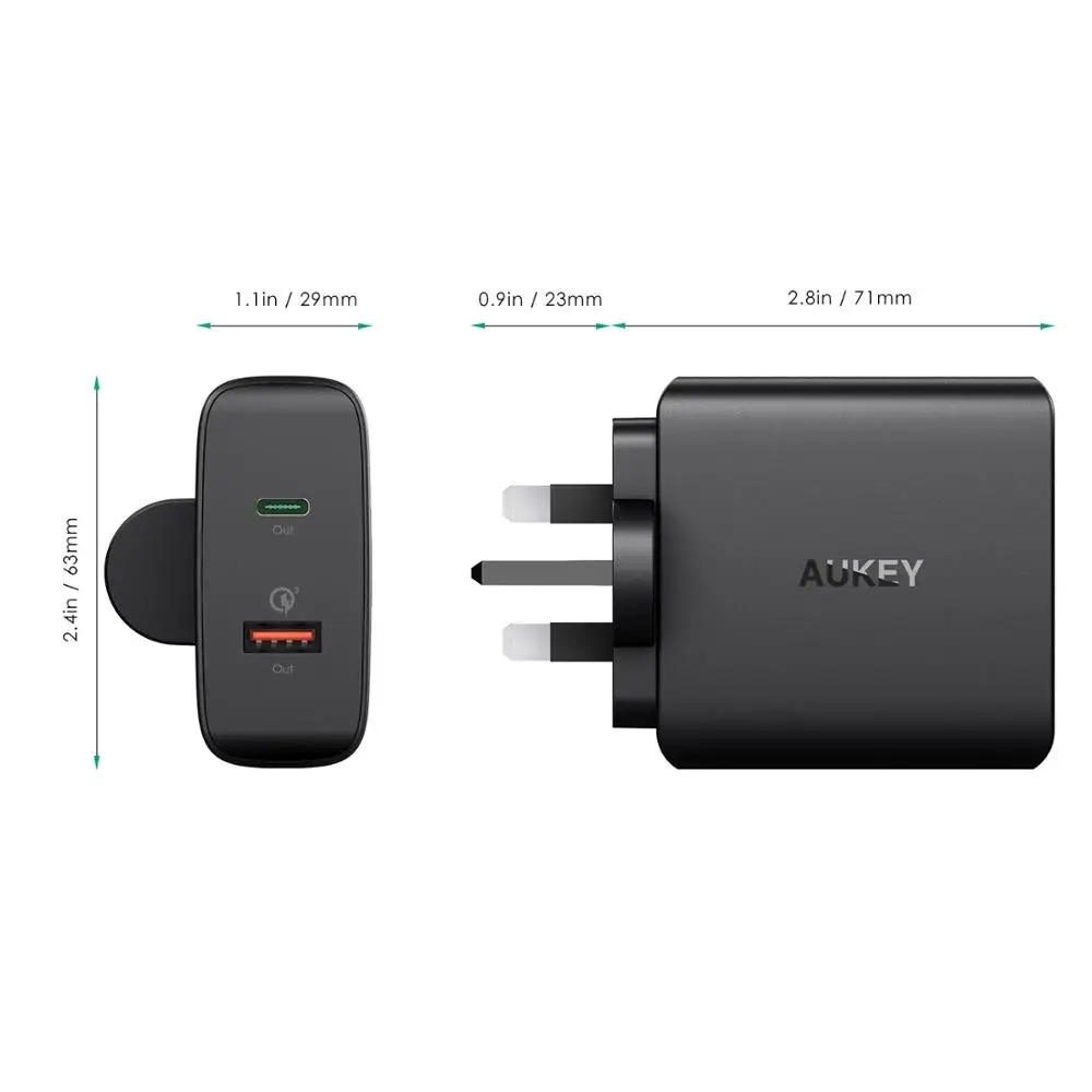 Оригинальная зарядная станция Aukey с быстрой зарядкой штепсельная вилка