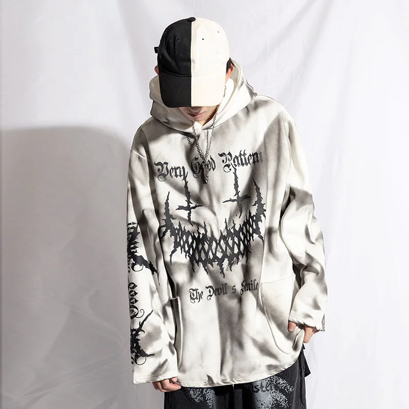 SEVEYFAN, мужские толстовки с капюшоном с надписью «Hi Street Smile Face Tie Dye», уличная одежда большого размера, свитшоты, плотный флисовый пуловер, мужские толстовки R3141