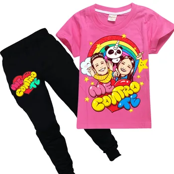 

6-13 y me contro te costume set boy DJ Music T-shirt + pants 2Pcs Kids summer new cotton Tops Tees suit fashion clothes