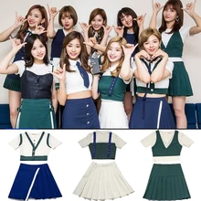 Kpop дважды такой же летний сценический шоу черлидер Выпускной футболка и юбка комплект из двух предметов женский студенческий милый комплект из 2 предметов