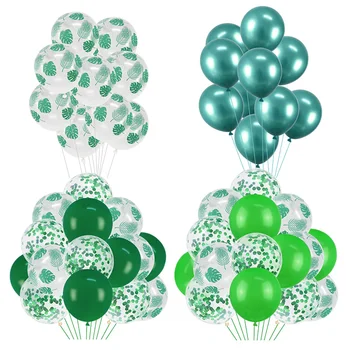

10pcs 15pcs 12inch Green Balloons Set Tropical Leaves Print Latex Ballon Hawaii Jungle Party Decorations Globos Green Leaf Decor