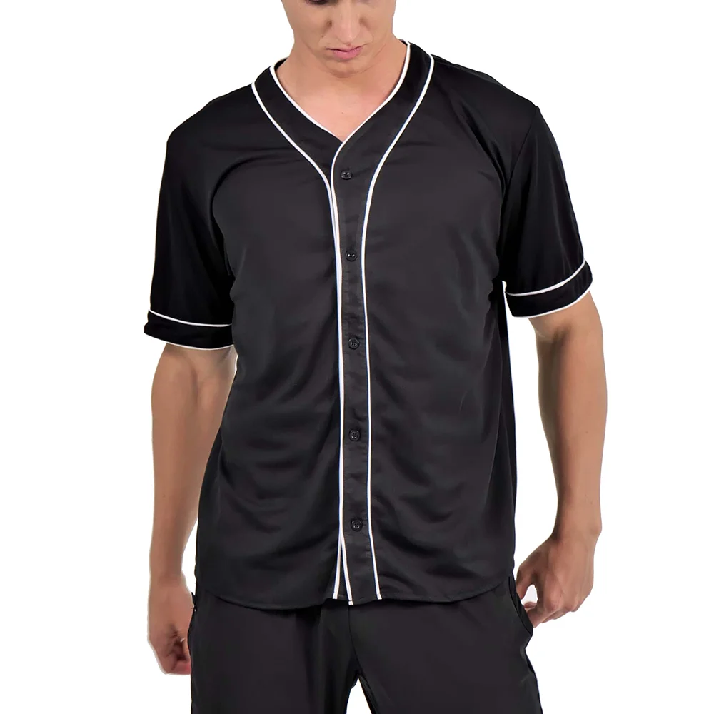 Black Baseball Jersey Shirts Men  Baseball Shirt Black White - T