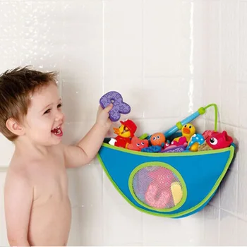 

Kids Bath Toys Storage Bag With Suction Cup Children Bathroom Waterproof Bathing Toys Collection Organizer Hanging Wall Bag