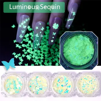 

6 Bottle Luminous Sequins Glow In the Dark Glitters Fluorescent Sequins Resin Jewelry Findings Nail Art Craft Tools