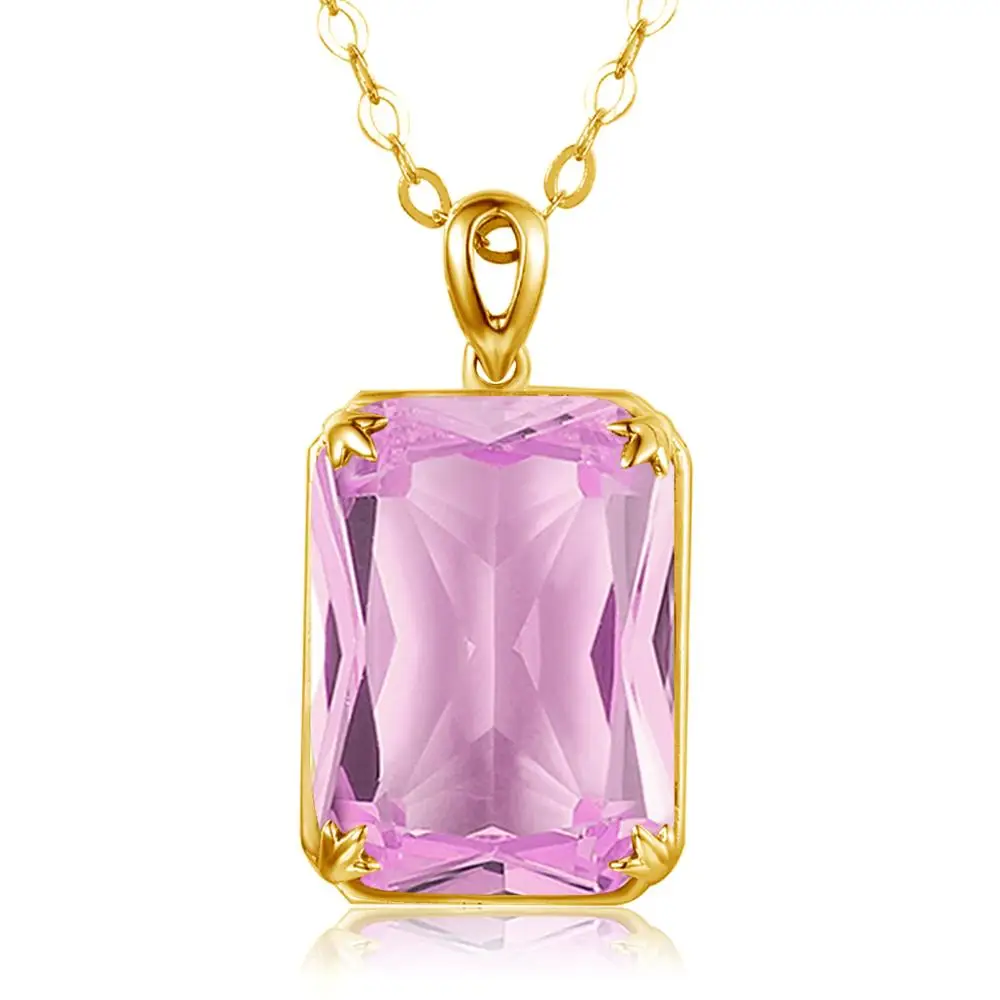 

Szjinao Square Shape Natural Healing Stone Pendants Women Pink Crystal Pendant Necklace Fine jewelry Birthstone Direct Selling