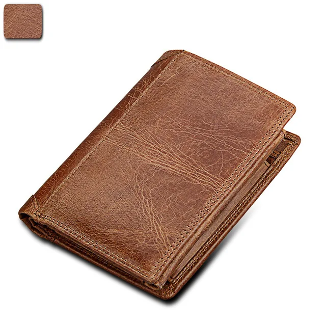GROJITOO Crazy Horse Wallet Cowhide Leather Men Wallet Multi-card Holder Genuine Leather Wallet Large Capacity Vintage Purse Men Wax Skin Crack