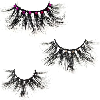 

3D Mink hair diamond false eyelashes 22mm long eye lash thick multilayer curl stage shows lashes Halloween fake eyelash Makeup