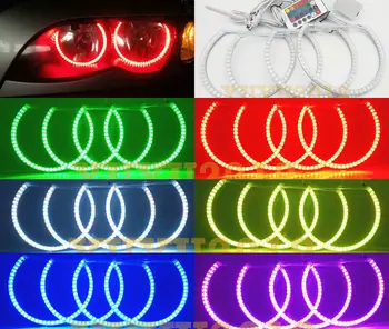 

RF MultiColor RGB LED Halo Rings for BMW E46 with Non HID headlight LED angel eyes Devil Demon Corona Flash DRL