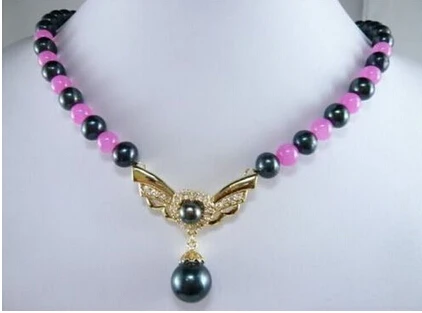 DYY+++818 Black Akoya Pearl And Pink Alexandrite Gem Necklace | Украшения и аксессуары