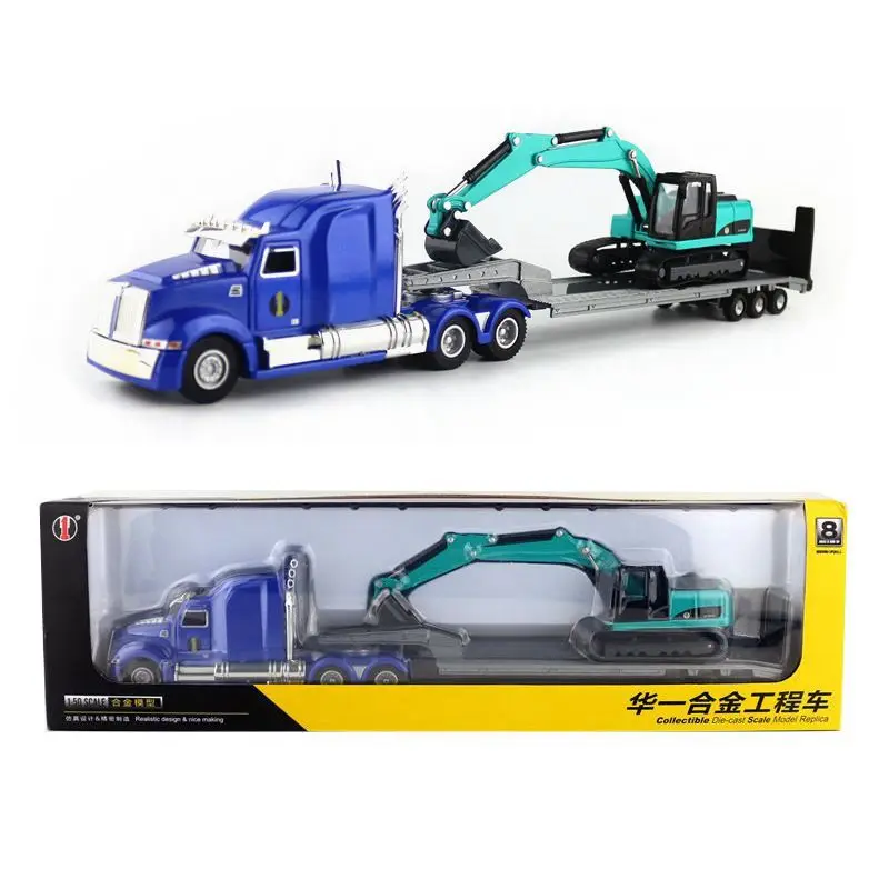 150 Scale/Diecast Metal Model/Platform Truck With Excavator Car