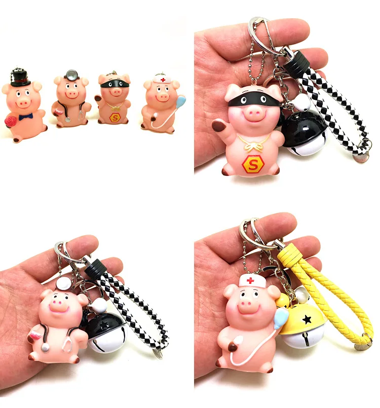 Стиль мультфильм сон прелестный ребенок McDull свиная кожа маленькая кукла Фарт брелок кожаный шнур подвеска-колокольчик подарок