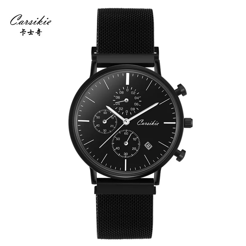 

Hot Selling Ultra-Thin Fashion MEN'S Watch Three-Eyed Six-pin Multi-functional Mesh Belt Business Casual Waterproof Quartz Watch