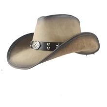 Новая мужская и женская винтажная кожаная шляпа ковбойская