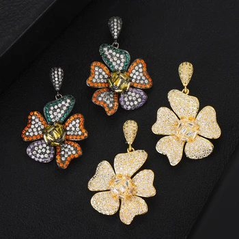 

GODKI Spring Collection Flower Earrings for Women Wedding Famous Design 2020 Charms Cubic Zircon Wedding Party Accessories