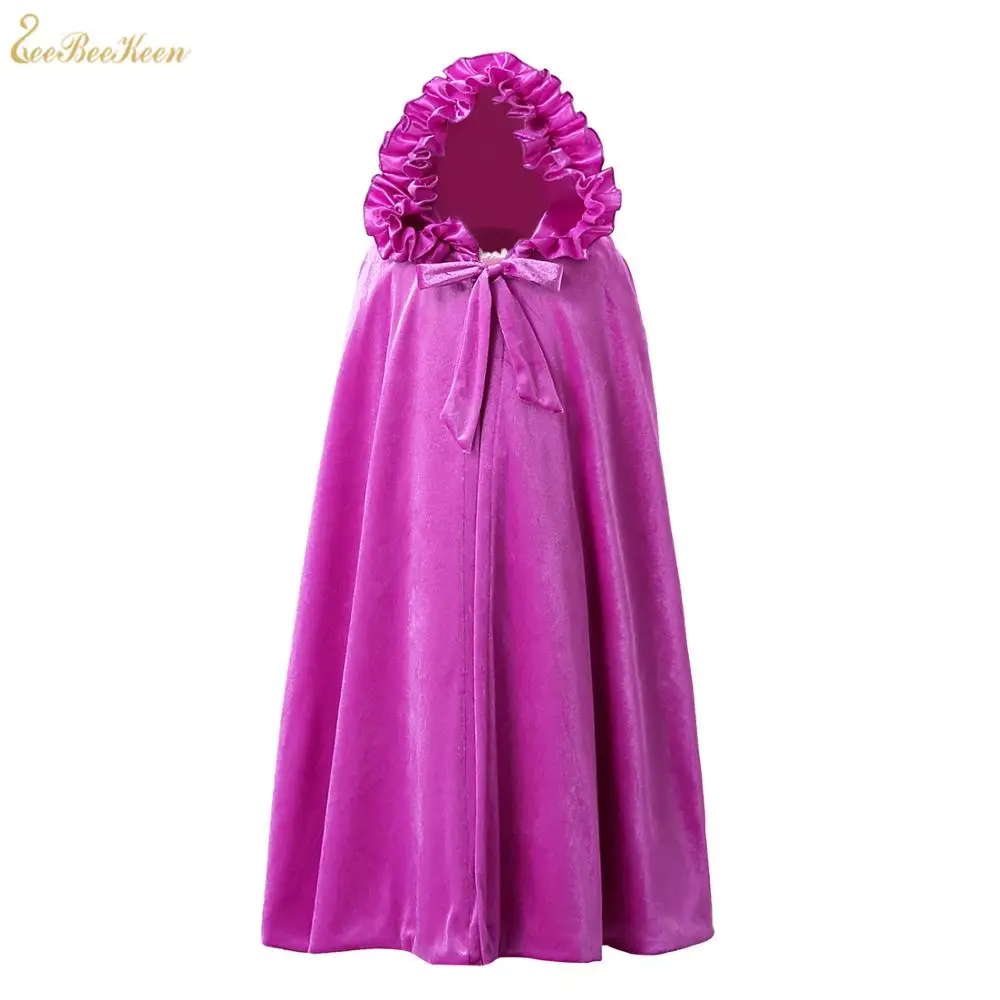 purple cloak Плащ принцессы Эльзы для девочек; маскарадный костюм Эльзы; Детский Теплый зимний костюм на Хеллоуин, Рождество; детский маскарадный костюм; цвет синий, розовый - Цвет: purple cloak