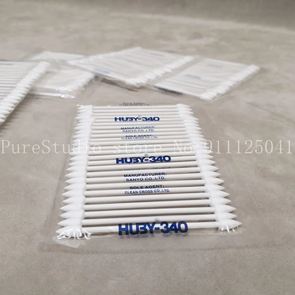 50bags (25pcs/bag) Huby-340 Clean Swab Coned Bulb Type 3" double tip COTTON APPLICATOR HUBY340 CA-003 sharp head