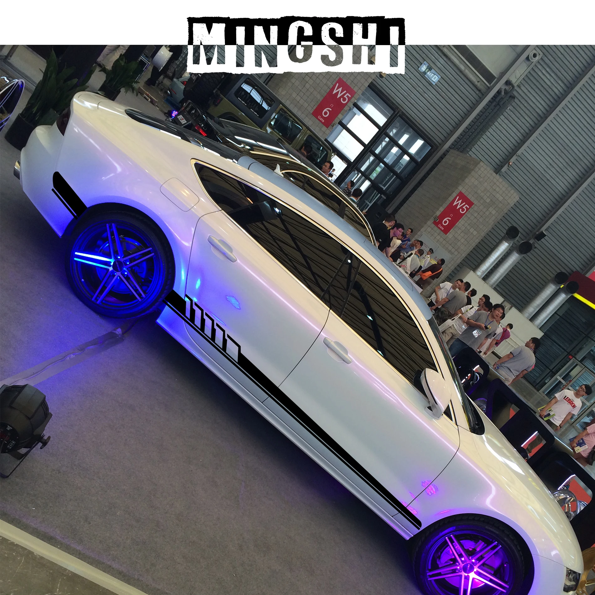  2 PCS Car Vinyl Side Stripes Stickers Auto Graphics Decals For Audi A3 A4 A5 A6 A7 Q2 Q3 Mercedes B