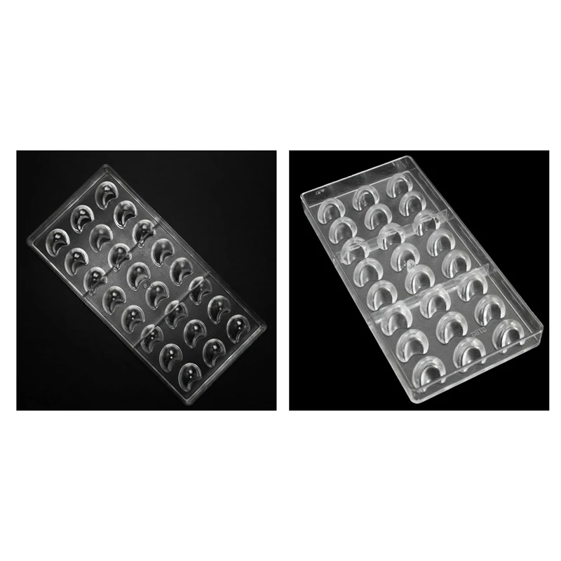 2 Pcs Diy Pastry Tools Polycarbonate Chocolate Molds: 1 Pcs Chocolate Making Supplies Candy Cake Baking Mould& 1 Pcs Moon Shape