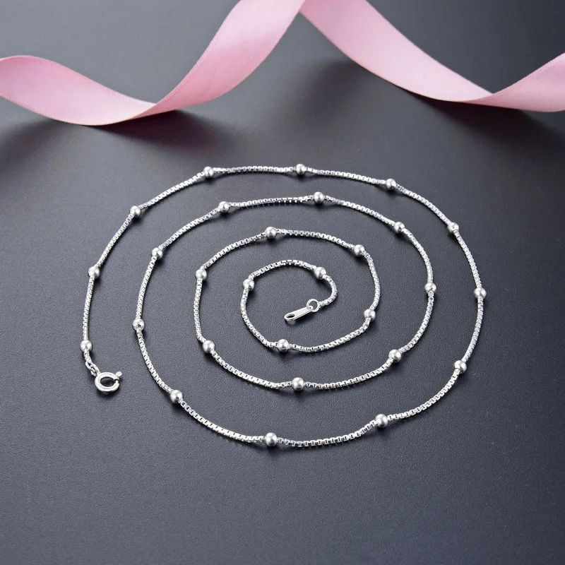 

Korean-style Fashion Accessories 925 Sterling 1.2 Octagonal Box Aberdeen Bag 3.0 Beads 1: 1 Necklace Simple Choker Sweater Chain