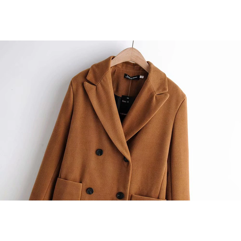 Женское зимнее шерстяное пальто из верблюжьей шерсти коллекция 2019 года модное