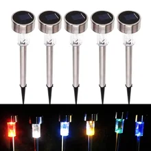 10 шт./партия из нержавеющей стали для подсветки газона с питанием от солнечной панели свет для садового декора Открытый водонепроницаемый IP65 Боллард солнечные светящиеся палки белый свет