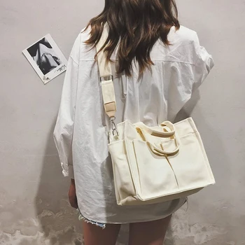 

2020 New Korean Vversion of The Shoulder Bag Canvas Female Bag Ins Ladies Diagonal Portable Canvas Bag Fashion Handbag