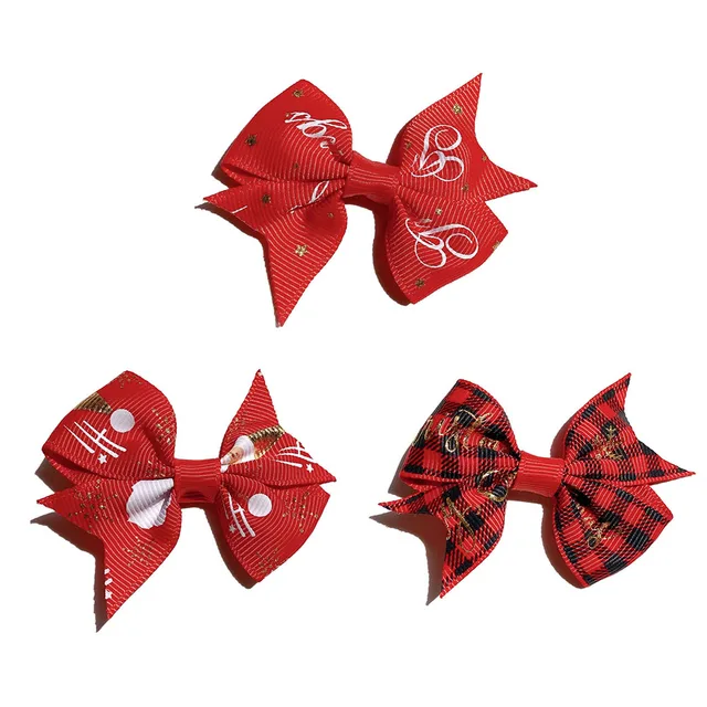 2.6 Inch Christmas Hair Bow With Clip Printed Hair Clip For Kids Girls Boutique Party Bows Grips Barrettes Hair Accessories 3
