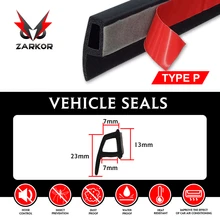 Zarkor, 7x23 мм, уплотнительная прокладка для двери автомобиля, тип P, уплотнительная кромка, отделка, шумоизоляция, резиновый уплотнитель двери автомобиля, уплотнение двери