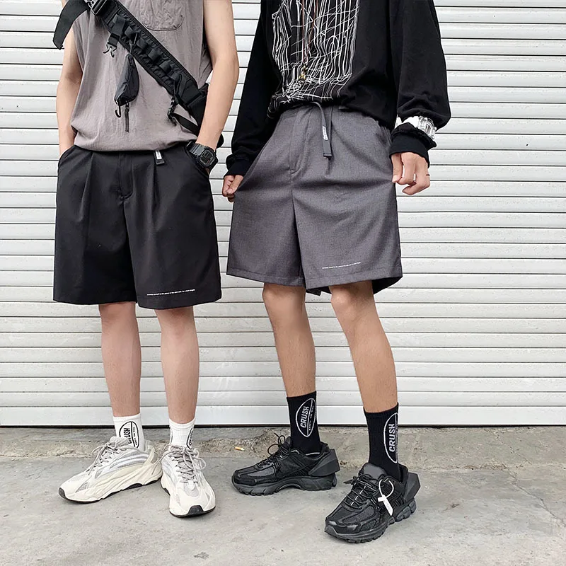 Летняя новая мужская Корейская версия тренда темпера Мужская футболка маленькая повседневная с буквенным принтом костюм шорты