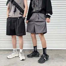 Летняя новая мужская Корейская версия тренда темпера Мужская футболка маленькая повседневная с буквенным принтом костюм шорты