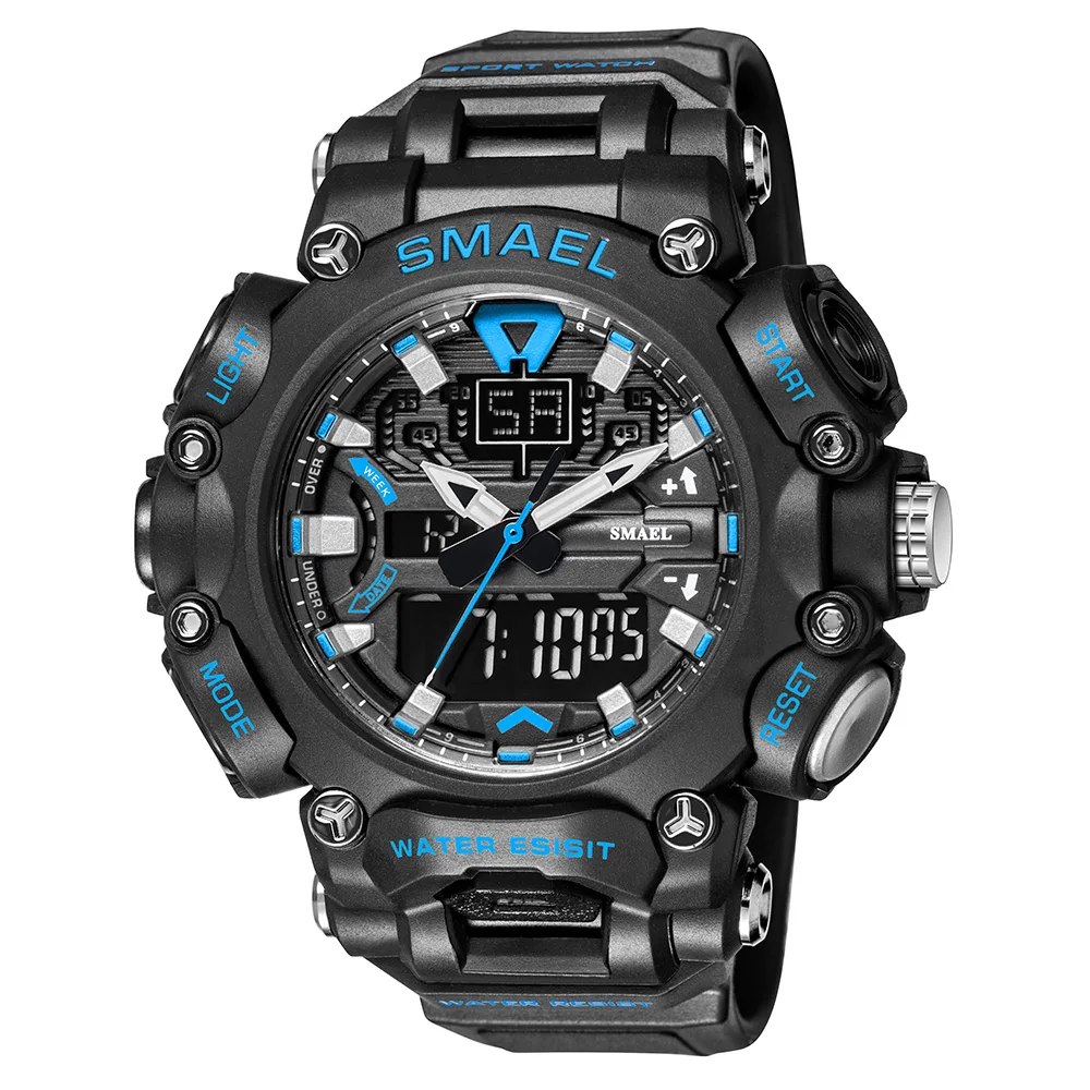 SMAEL Youth Fashion Digital Watch Men Shockproof Waterproof Dual Wristwatches LED Chrono Alarm Clock Mens Watches Cool Hour 8053 