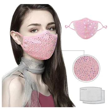 

Adult Fashion Masque Washable Reusable Windproof Fog Haze Mask Mascarillas Diamond Mask Outdoor Protection Breathable for Women