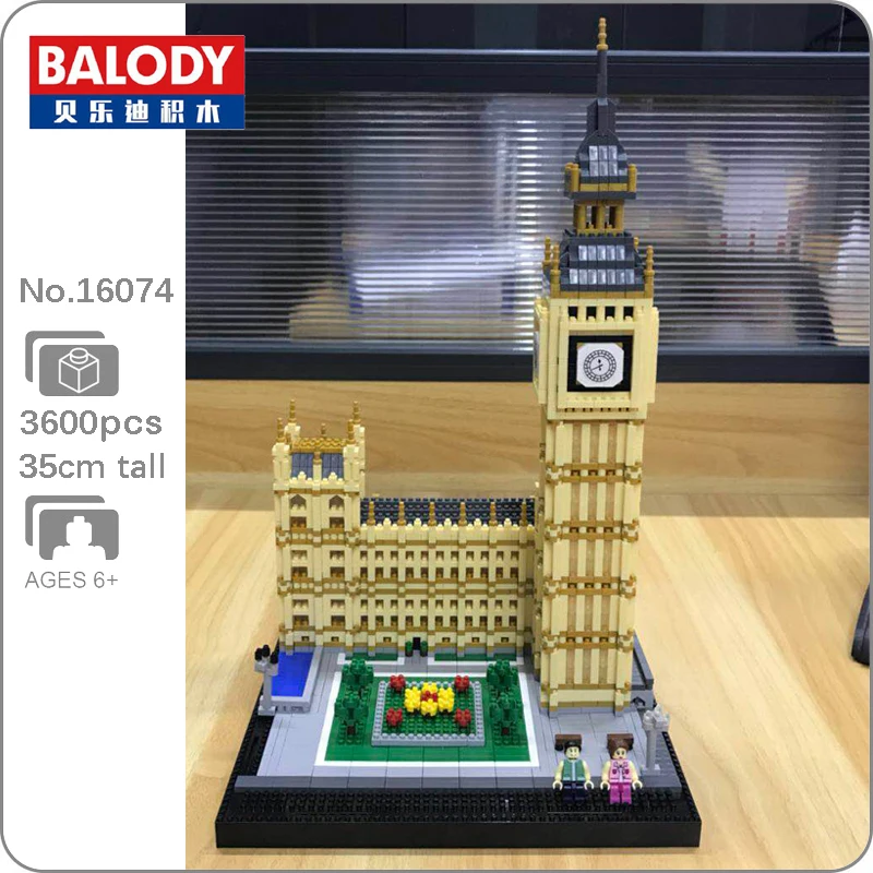 

Balody Big Ben World Architecture Elizabeth Tower Building Blocks Mini Diamond Brick Building Toy 3D Model Toy for Children Gift