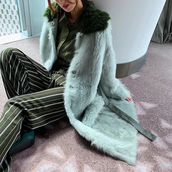 

Natural Double Faced Fur Coat Women Winter Jacket Korean Vintage Long Sheep Shearing Coat Female Real Fur Jackets Hiver 20387