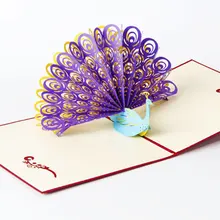 Торт с днем рождения пользовательские 3D День рождения карты День рождения Рождество День Святого Валентина открытки всплывающие павлин ручной работы