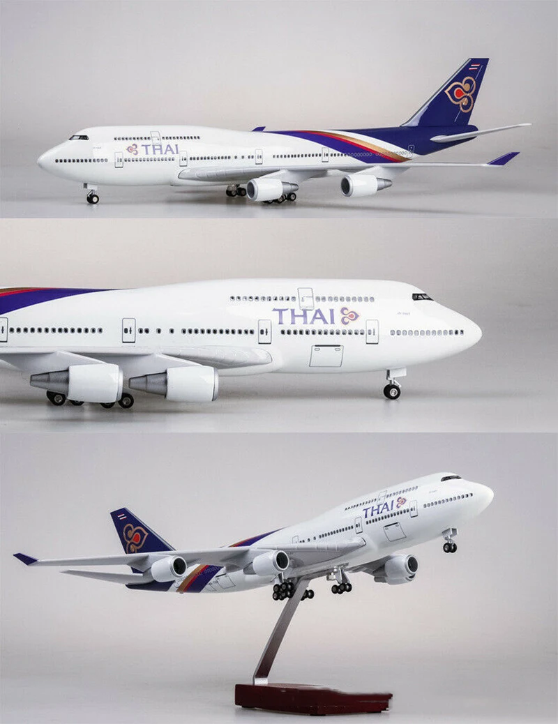 Самолет 1/150 светодиодный свет кость 747 самолет тайский пассажирский самолет модель литые игрушки игрушечные самолеты